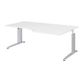 Winkelschreibtisch BARI, 90°, Form A, Winkel rechts, C-Fuss, B 2000 x T 1000 mm, weiss