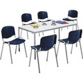 6 Stapelstühle + Besprechungstisch SET