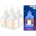 Lunartec, Lunartec 4er Pack Laterne mit flackernder LED-Kerze und Timer, Batteriebetrieb