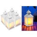 Lunartec 4er Pack LED-Laterne mit realistischem Flammenspiel und Timer, weiss