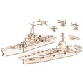 Playtastic 3er-Set 3D-Bausätze Marine-Schiffe & Luftflotte aus Holz, 233-teilig