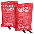 Semptec Urban Survival Technology 2er-Set Glasfaser-Feuerlöschdecke, 100 x 100 cm