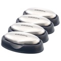Pearl 4er-Set Geruchs-neutralisierende, gebürstete Edelstahl-Seife, Ablage