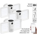 VisorTech 3er-Set Full-HD-IP-Überwachungskameras mit LED-Strahler, WLAN, App