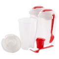 Rosenstein & Söhne, Rosenstein & Söhne 3er Set Salat-to-go-Becher mit Dressingbehälter & Gabel, auch für Obst