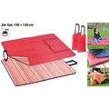 Pearl 2er-Set 3in1-Multi-Picknickdecken mit Sitzkissen & Zudecke, 150x130 cm