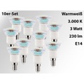 Luminea 10er-Set LED-Spots, Sockel E14, 3 Watt, 230 Lumen, warmweiss (3000 K)