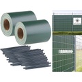 Royal Gardineer, Royal Gardineer 2er-Set Sichtschutzfolie für Stabmattenzaun, 56 Klemmen, 35 m x 19 cm