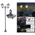 Royal Gardineer Solar-LED-Gartenlaterne, 2 flammig, PIR- & Dämmerungssensor, 600 Lumen