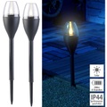 Lunartec, Lunartec 2er-Set Solar-Akku-Gartenfackeln, LED in Flammen-Optik, Flackerlicht