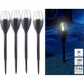 Lunartec, Lunartec 4er-Set Solar-Akku-Gartenfackeln, LED in Flammen-Optik, Flackerlicht