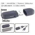 Mini-Videokamera & USB-Webcam mit microSD-Kartenleser, 80 mAh