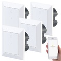 Luminea Home Control, Luminea Home Control 4er-Set WLAN-Lichttaster, App, komp. zu Siri, Alexa, Google Assistant