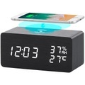 Infactory, 2in1-LED-Wecker & Qi-kompatible Ladestation mit Temperaturanzeige