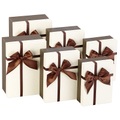 Your design, 6er-Set edle Geschenk-Boxen mit brauner Schleife, 3 Größen