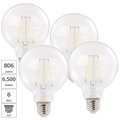 Luminea 4er-Set LED-Filament-Birnen, E27, A++, 6 W, 806 lm, tageslichtweiss
