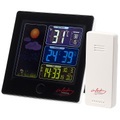 infactory Funk-Wetterstation, Aussensensor, Farbdisplay, Funkuhr, Wecker, schwarz