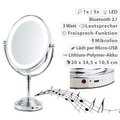 Sichler Beauty XL-LED-Kosmetikspiegel, Akku, Bluetooth-Lautsprecher, 1x / 5x Vergröss.