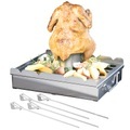 Rosenstein & Söhne, Rosenstein & Söhne 5in1-Grill-Aufsatz aus Edelstahl, 4 Spiesse, für Hähnchen, Gemüse & Co.