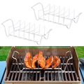 Rosenstein & Söhne 2er-Set 2in1-Sparerib-Halter & Bratenkorb für Grill & Ofen, Edelstahl