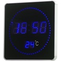 Lunartec Flache LED-Funk-Tisch- & Wanduhr, Temperatur-Anzeige, blaue LEDs