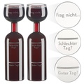 Rosenstein & Söhne 2er-Set 2in1-Weinflaschen & XXL-Gläser, Echtglas, mit Aufdruck, 750 ml