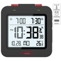 infactory Digitaler Reise-Funkwecker mit Thermometer, Datum, Dual-Alarm, schwarz