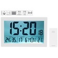 infactory XL-Funkuhr mit Doppel-Wecker, Thermo-/Hygrometer, Tag und Datum, weiss