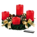 Britesta Adventskranz mit roten LED-Kerzen, goldfarben geschmückt