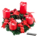 Britesta Adventskranz, rot, 4 rote LED-Kerzen mit bewegter Flamme