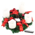 Britesta Adventskranz, rot, 4 weisse LED-Kerzen mit bewegter Flamme