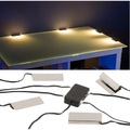 Lunartec LED-Glasbodenbeleuchtung: 4 Klammern mit 12 warmweissen LEDs