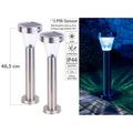 Lunartec 2er-Set Solar-Wegeleuchte, Edelstahl, Bewegungs- & Licht-Sensor, IP44