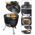 Rosenstein & Söhne 2in1-Kamado-Keramik-Kugelgrill & Smoker, Thermometer, Lüftung, Ø 27 cm
