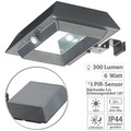 Lunartec, Lunartec 2in1-Solar-LED-Dachrinnen- & Wandleuchte, PIR-Sensor, 300 lm, schwarz