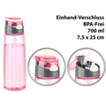 Pearl, Pearl BPA-freie Kunststoff-Trinkflasche mit Einhand-Verschluss, 700 ml, pink