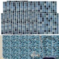 infactory Selbstklebende 3D-Mosaik-Fliesenaufkleber "Aqua", 26 x 26 cm, 15er-Set