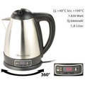 Rosenstein & Söhne, Rosenstein & Söhne Edelstahl-Wasserkocher mit Temperatur-Wahl, 1,8 Liter, 1.830 Watt