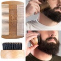 Sichler Men's Care Bartpflege-Set: 2-seitiger Holzkamm & Bartbürste (Wildschweinborsten)