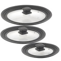 Rosenstein & Söhne 3er-Set Universal-Silikonrand-Glasdeckel für Ø 16 - 28 cm