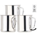 Semptec Urban Survival Technology 3er-Set leichte Edelstahl-Becher, klappbarer Karabiner-Henkel, 250 ml