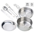 Semptec, Semptec Urban Survival Technology 6-teiliges Edelstahl-Camping-Kochgeschirr-Set mit Besteck