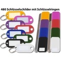 Pearl 480 Schlüsselschilder mit Schlüsselringen, zum Beschriften, 8 Farben
