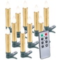 Lunartec 10er-Set LED-Weihnachtsbaum-Kerzen mit Fernbedienung und Timer, gold
