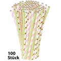 Pearl 100 Papier-Trinkhalme mit 4 Farben und Motiven, 197 x 6 mm