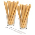 Rosenstein & Söhne, Rosenstein & Söhne 24 Bambus-Trinkhalme 130 mm, wiederverwendbar, mit Reinigungsbürste