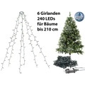 Lunartec Weihnachtsbaum-Überwurf-Lichterkette mit 6 Girlanden & 240 LEDs, IP44