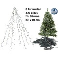 Lunartec, Lunartec Weihnachtsbaum-Überwurf-Lichterkette mit 8 Girlanden & 320 LEDs, IP44
