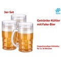 Rosenstein & Söhne Doppelwandiger Getränke-Kühler als Scherz-Bierkrug, 0,3 l, 3er-Set