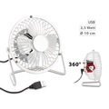 Sichler Haushaltsgeräte Mini-USB-Tischventilator, Vollmetall, neigbar um 360°, 2,5 W, Ø 10 cm